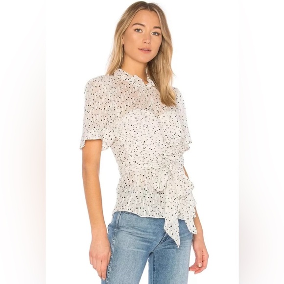 NWT Rebecca Taylor Scattered Star Silk Wrap Blouse, Size 8 - Picture 2 of 16